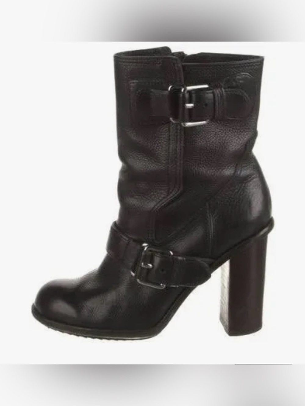 Theory Black Leather High Heeled Moto Boots